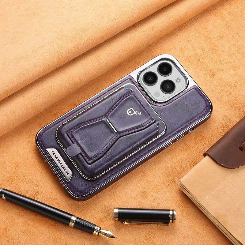 Leather magnetic holder iPhone protective case-with multi-function card holder