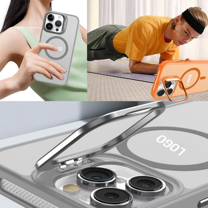 Magnetic Frosted Stand Phone Case With Lens Film