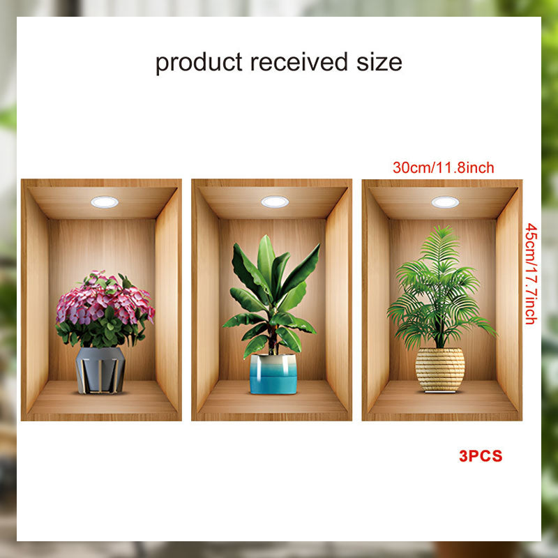 Simulated Plant Flowers 3d Photo Frame Wall Sticker