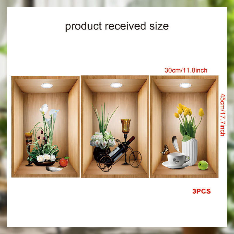 Simulated Plant Flowers 3d Photo Frame Wall Sticker