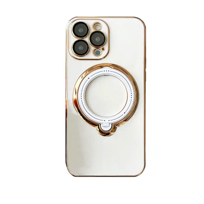 Electroplated Solid Color Rotating Stand Mobile Phone Case