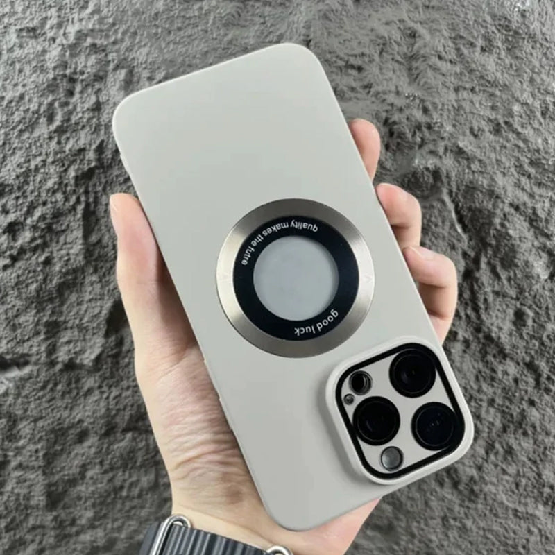 Integrated lens film leak-proof label magnetic frosted mobile phone case