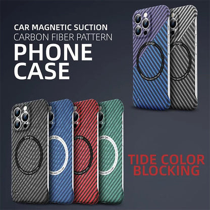 Borderless Carbon Fiber Pattern Magnetic Phone Case