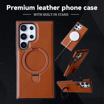 Full-Coverage Shockproof Leather Magnetic Stand Samsung Case