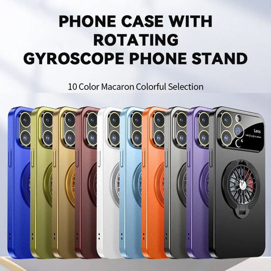 Phone Case with Rotating Gyroscope Phone Stand