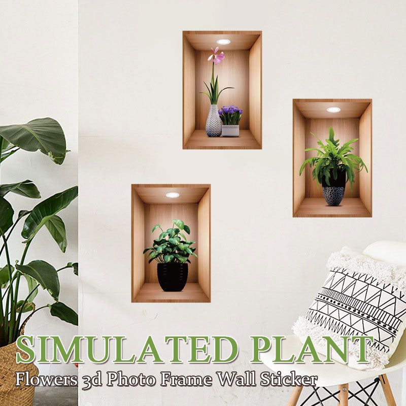 Simulated Plant Flowers 3d Photo Frame Wall Sticker