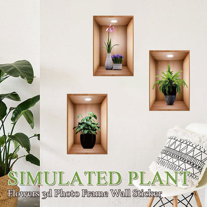 Simulated Plant Flowers 3d Photo Frame Wall Sticker