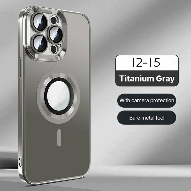 Electroplated Frosted Magnetic Phone Case with full camera protection