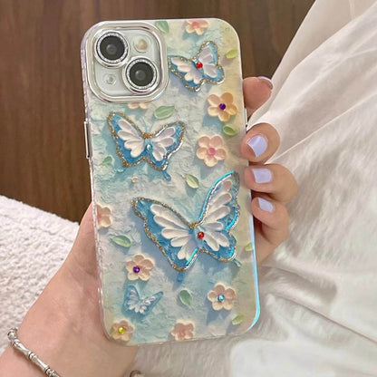 Dots Drill Oil Painting Flower Butterfly Phone Case