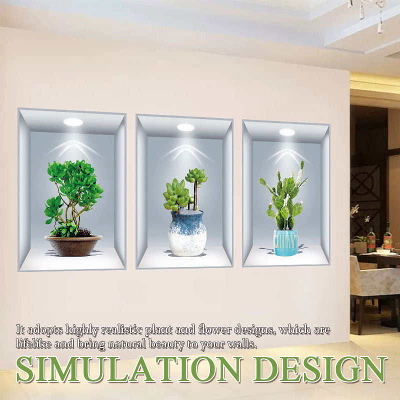 Simulated Plant Flowers 3d Photo Frame Wall Sticker