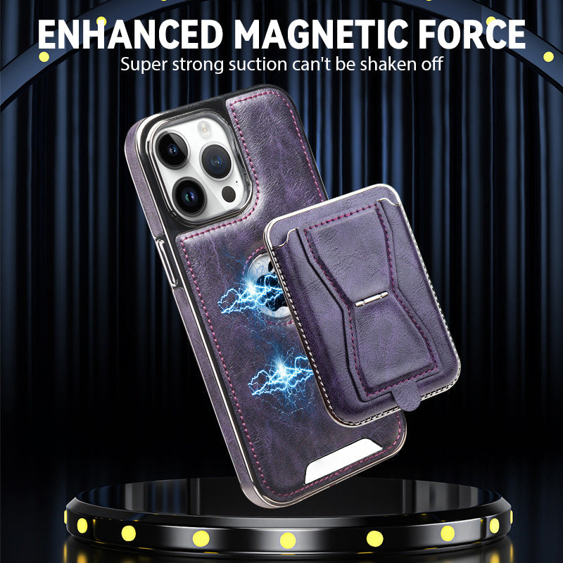 Leather magnetic holder iPhone protective case-with multi-function card holder