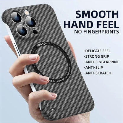 Borderless Carbon Fiber Pattern Magnetic Phone Case