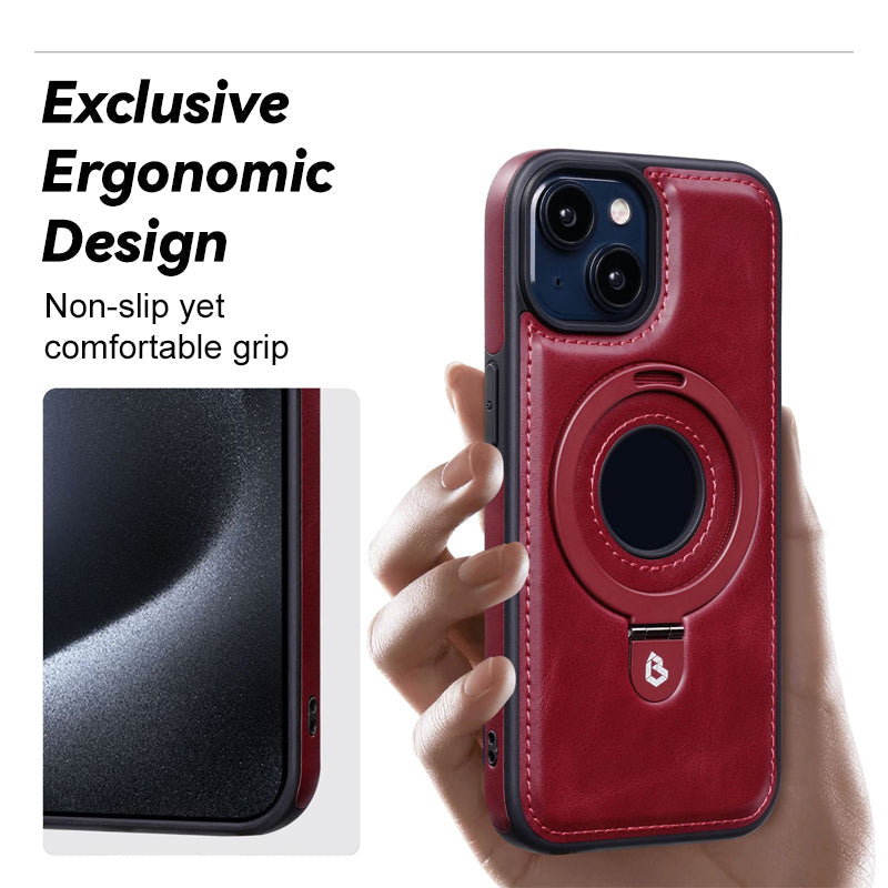 Full-Coverage Shockproof Leather Magnetic Stand iPhone Case