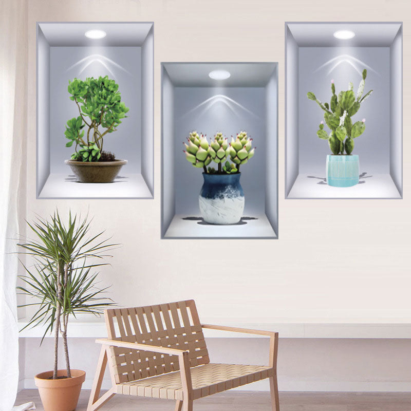 Simulated Plant Flowers 3d Photo Frame Wall Sticker