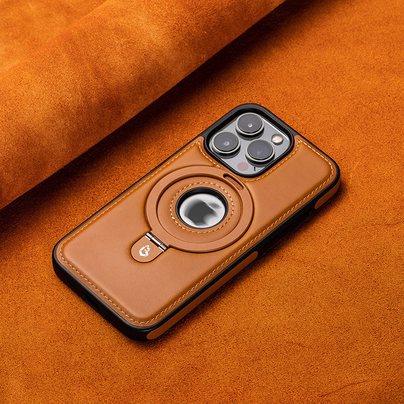 Full-Coverage Shockproof Leather Magnetic Stand iPhone Case