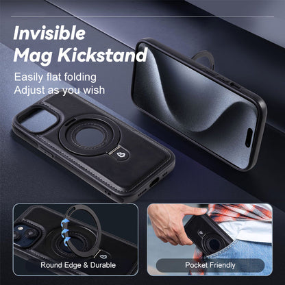 Full-Coverage Shockproof Leather Magnetic Stand iPhone Case