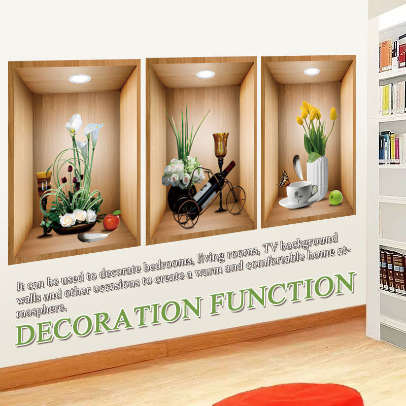 Simulated Plant Flowers 3d Photo Frame Wall Sticker