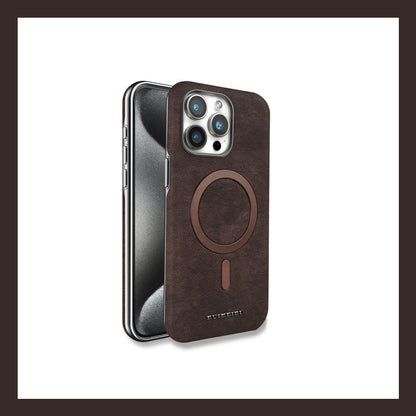 Genuine Leather Phone Case - Magnetic Charging