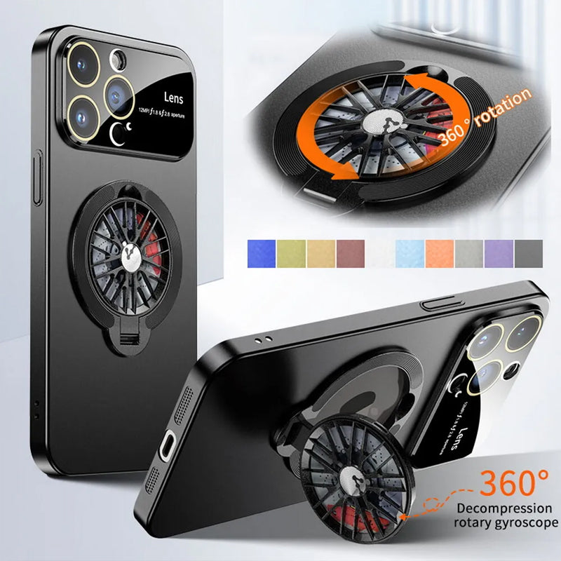 Phone Case with Rotating Gyroscope Phone Stand