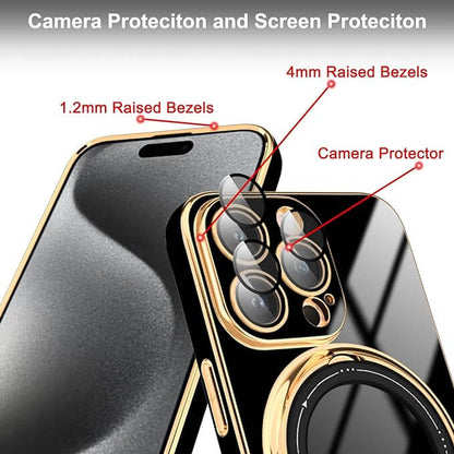 Electroplated Solid Color Rotating Stand Mobile Phone Case