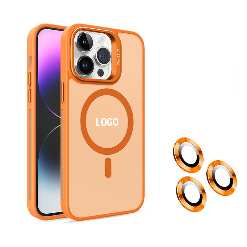 Magnetic Frosted Stand Phone Case With Lens Film