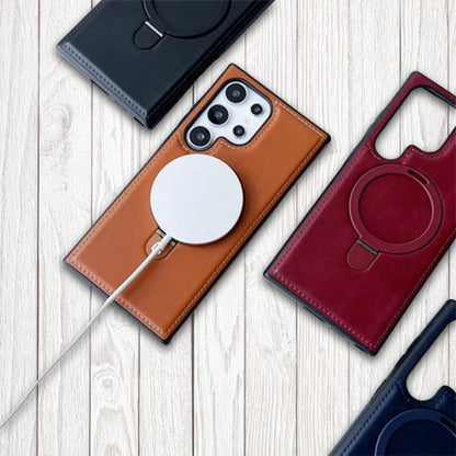 Full-Coverage Shockproof Leather Magnetic Stand Samsung Case