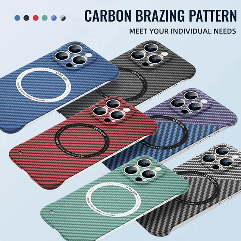 Borderless Carbon Fiber Pattern Magnetic Phone Case