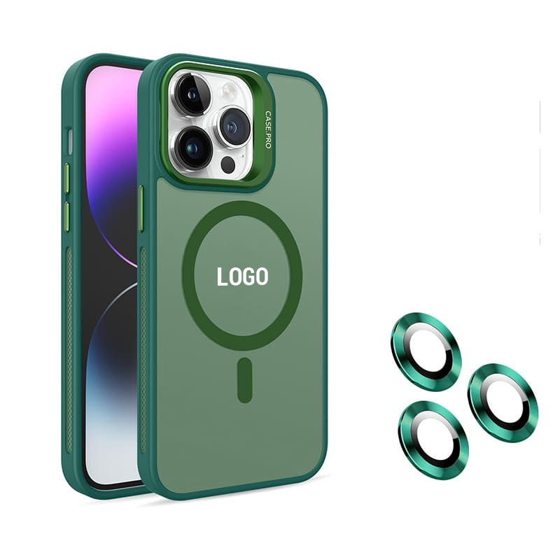 Magnetic Frosted Stand Phone Case With Lens Film