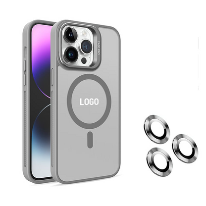 Magnetic Frosted Stand Phone Case With Lens Film