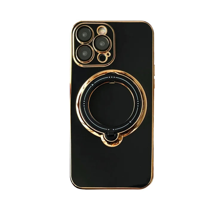 Electroplated Solid Color Rotating Stand Mobile Phone Case