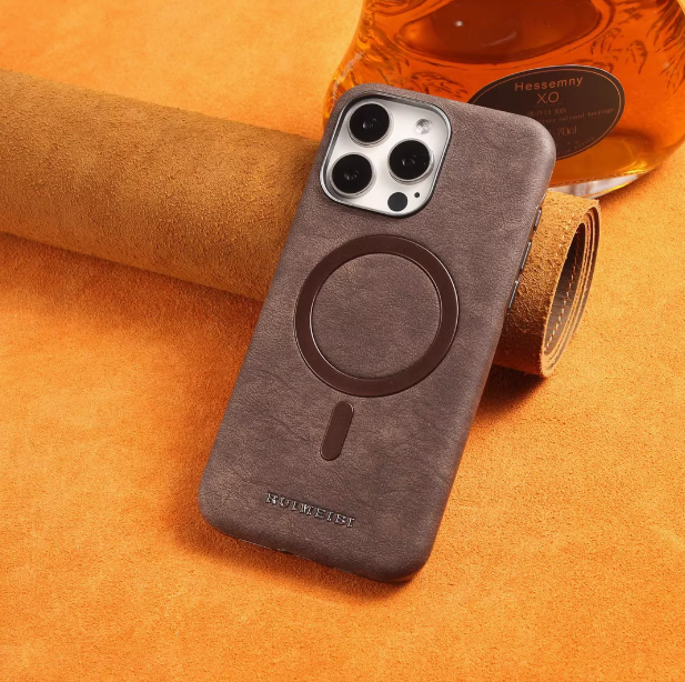 Genuine Leather Phone Case - Magnetic Charging