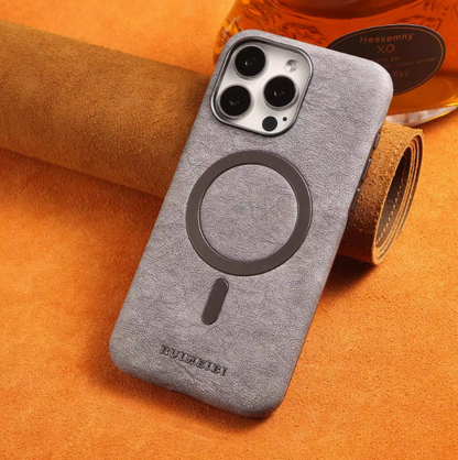 Genuine Leather Phone Case - Magnetic Charging