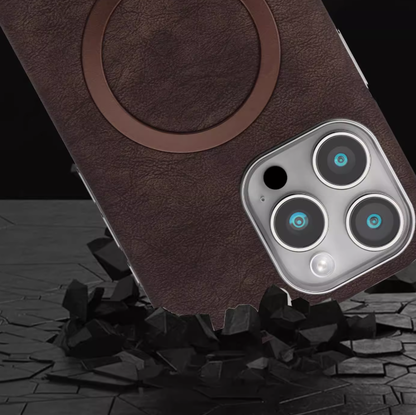 Genuine Leather Phone Case - Magnetic Charging