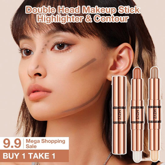 Double Head Makeup Stick-Highlighter & Contour-Fast and simple operation for beginners, makeup like a pro