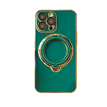 Electroplated Solid Color Rotating Stand Mobile Phone Case